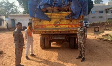 थाना कटेकल्याण द्वारा अवैध रूप से 120 क्विंटल धान का परिवहन करते हुए ट्रक को पकड़ा गया