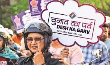 बाइक में सवार युवा, पुरुष और महिलाएं शहर की सड़कों पर जब अल सुबह उतरे तो नजारा देखने लायक था,मतदान के लिए किया जागरूक