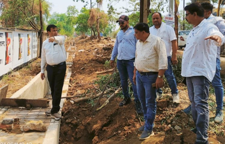 महापौर ने किया एक करोड़ से हो रहें नाला निर्माण कार्य का निरीक्षण:साफ कहा- गुणवत्ता से किसी भी सूरत में समझौता बर्दाश्त नहीं: