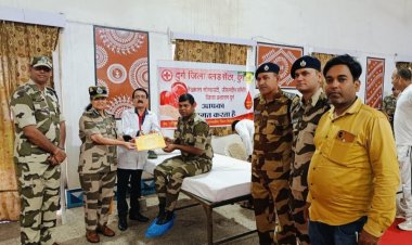 सी.आई.एस.एफ. के जवानों ने किया रक्तदान