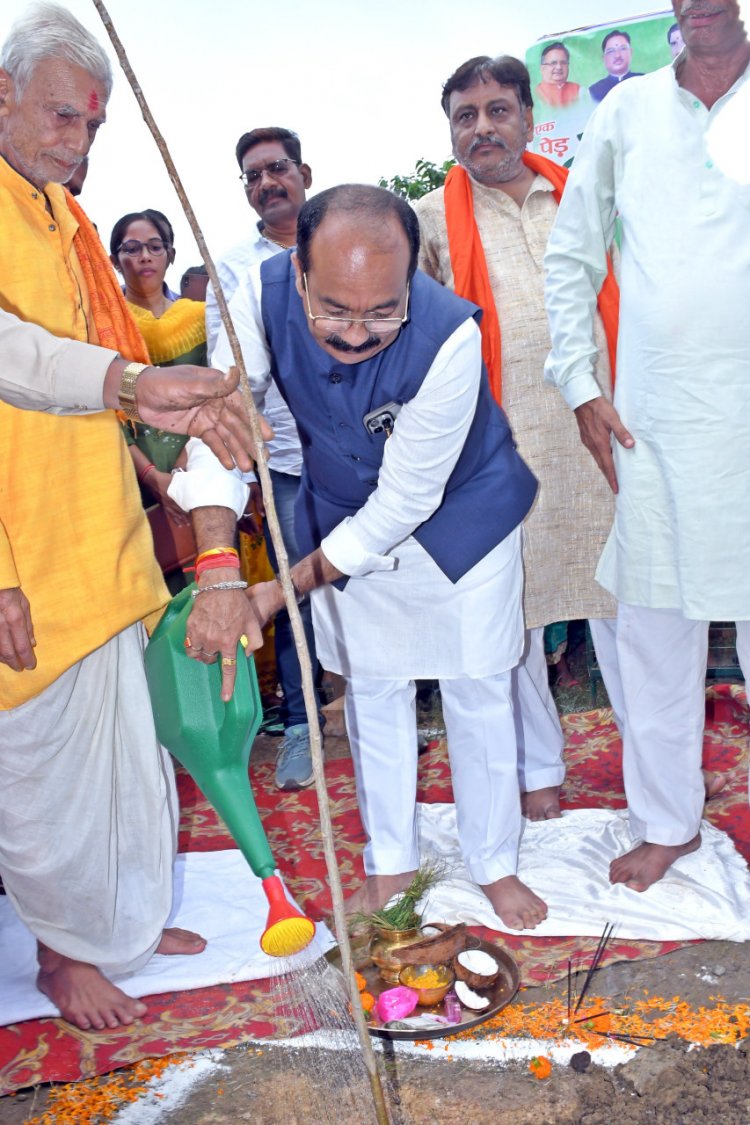 एक पेड़ मां के नाम : उप मुख्यमंत्री श्री अरुण साव ने अपनी मां के सम्मान में लगाया पौधा
