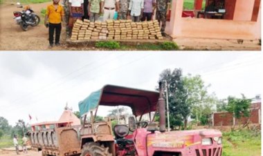 ट्रैक्टर में चेंबर बनाकर गांजे की हो रही थी तस्करी, 10 लाख से अधिक का गांजा जब्त