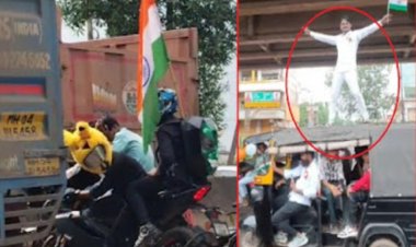 सुपेला की सड़कों पर मौत से खेल, तिरंगा रैली में ऑटो रिक्शा की छत पर युवक का खतरनाक स्टंट