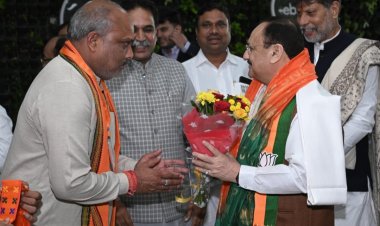 भाजपा के राष्ट्रीय अध्यक्ष जे. पी. नड्डा  का  दुर्ग ग्रामीण विधायक ललित चंद्राकर ने किया स्वागत अभिनंदन