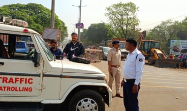 बोरिया गेट मार्ग में बाधा उत्पन्न करने वाले भारी वाहनो पर की गई कार्यवाही