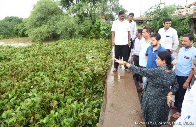 कलेक्टर ने शिवनाथ नदी सहित बाढ़ ग्रस्त क्षेत्र का किया दौरा