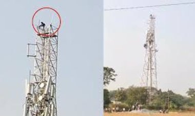 शराब के नशे में ‘शोले स्टाइल’ ड्रामा, पत्नी को बुलाने टावर पर चढ़ा युवक