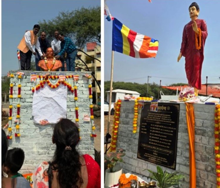 औद्योगिक क्षेत्र में बुद्ध व अम्बेडकर की प्रतिमाओं का अनावरण,आयुष्मान धवले ने दान की है दोनों प्रतिमाएं