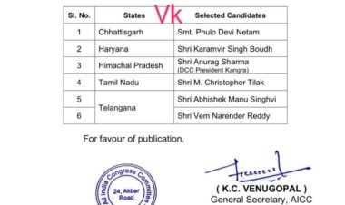 राज्यसभा चुनाव 2026: कांग्रेस ने छत्तीसगढ़ से फूलो देवी नेताम को बनाया उम्मीदवार