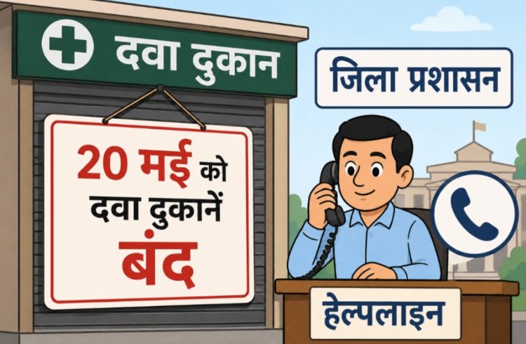 20 मई को दवा दुकानें बंद, जिला प्रशासन ने जारी किए हेल्पलाइन नंबर