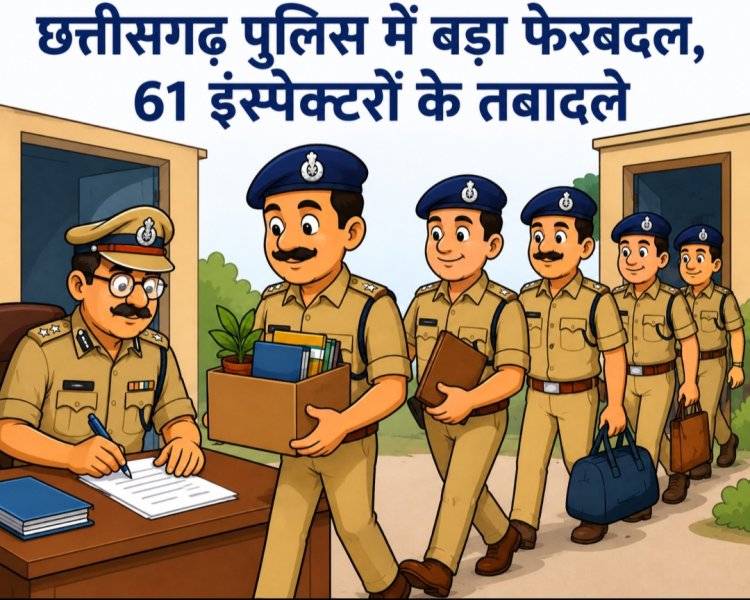 छत्तीसगढ़ पुलिस में बड़ा फेरबदल, 61 इंस्पेक्टरों के तबादले