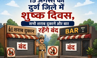 15 अगस्त को दुर्ग जिले में शुष्क दिवस, सभी शराब दुकानें और बार रहेंगे बंद