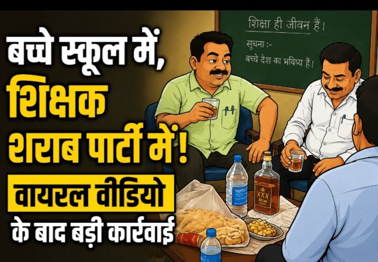 बच्चे स्कूल में, शिक्षक शराब पार्टी में! वायरल वीडियो के बाद बड़ी कार्रवाई